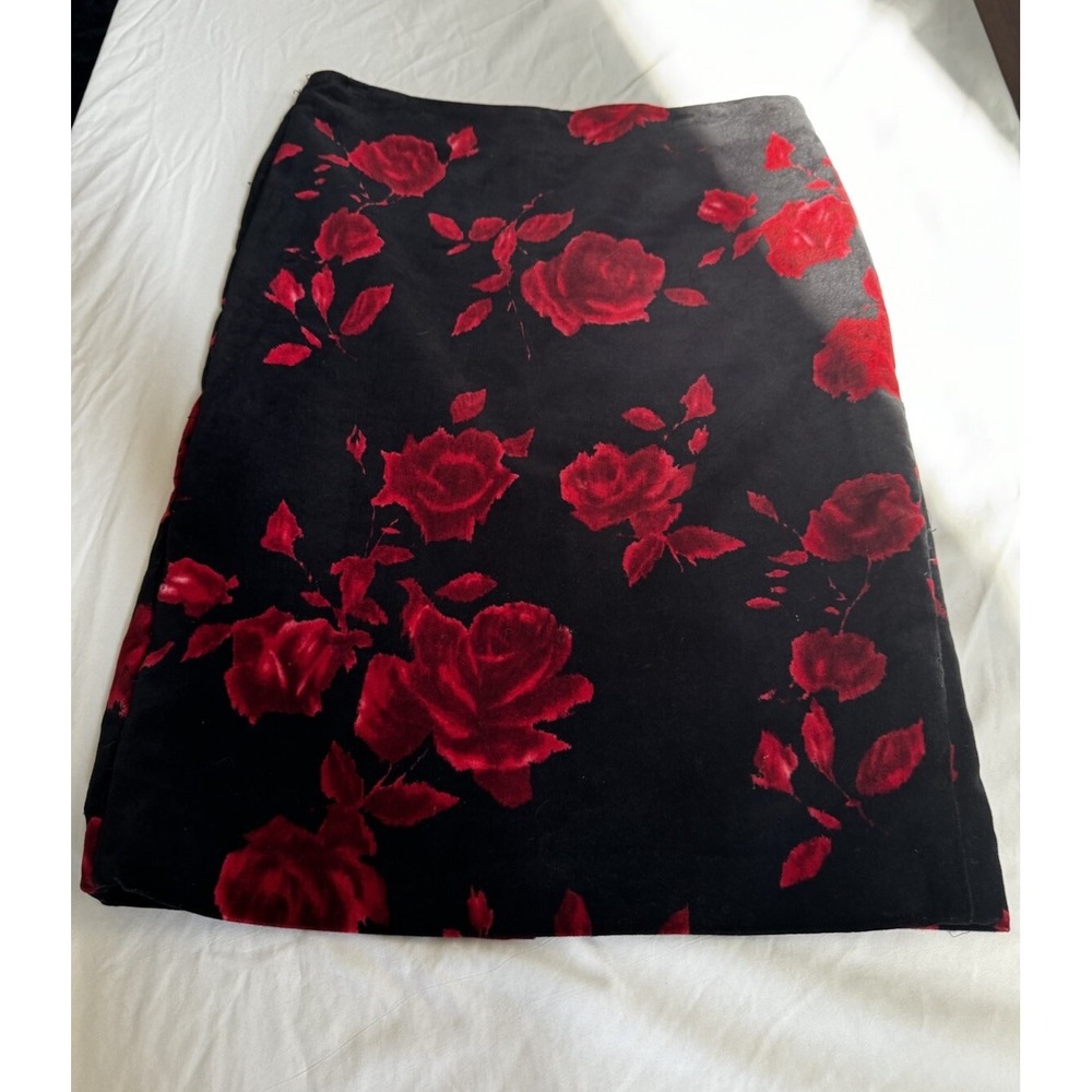 Talbots Skirt 6 Velvet Roses Floral Lined Coquette Old Money Whimsigoth Classic‎ - Picture 13 of 14